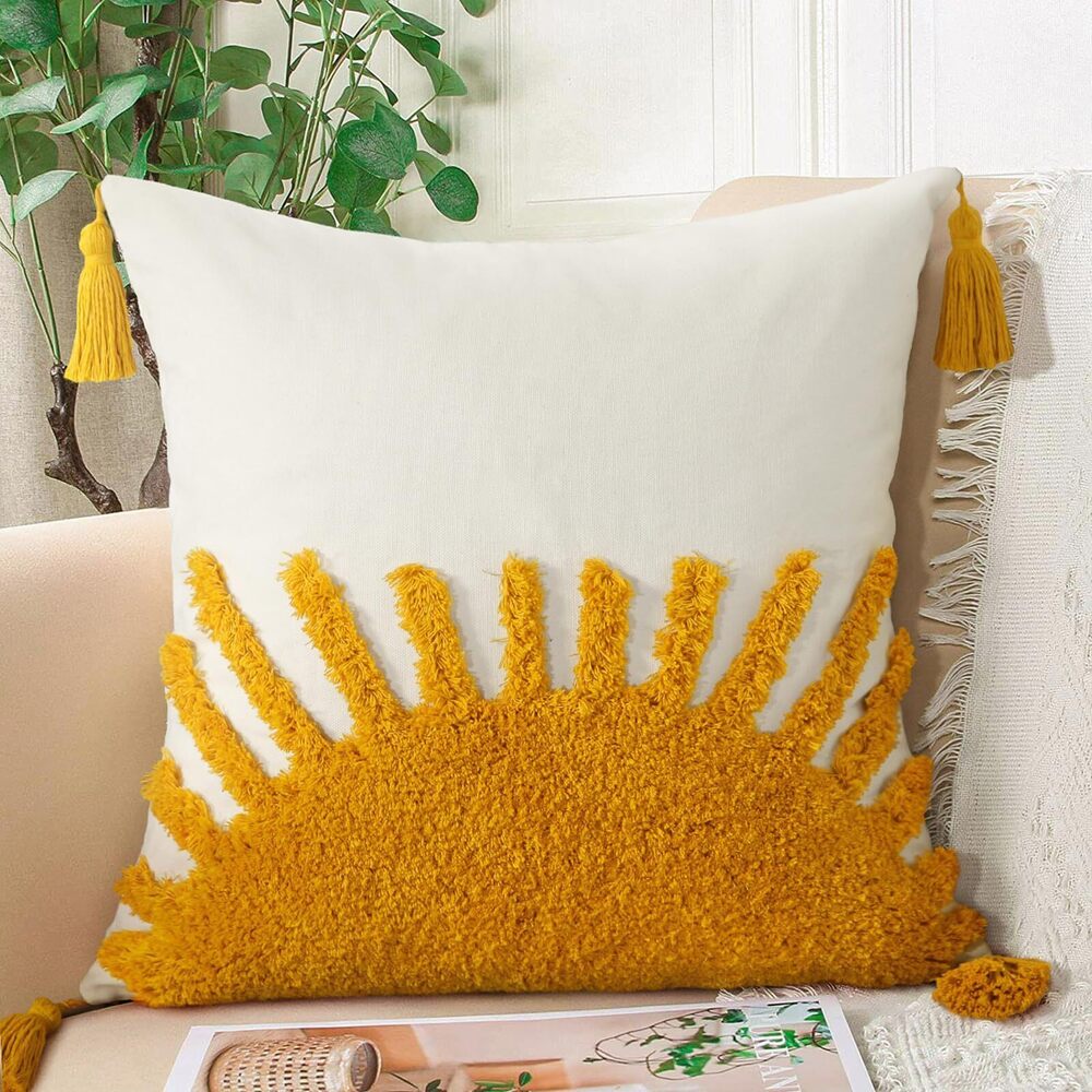 3486 Boho Throw Pillow Covers 18x18, Decorative Tufted Pillows Cover